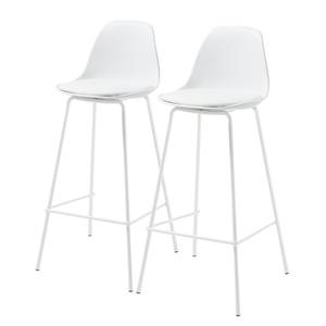 Chaises de bar Royale (lot de 2) Matière plastique et imitation cuir / Acier - Blanc