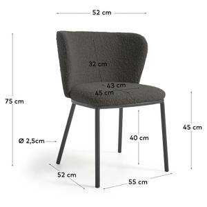 Gestoffeerde stoelen Rovigo (set van 2) Donkergrijs