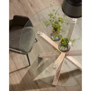 Eettafel Kaimana transparant glas/staal - transparant glas/houten look