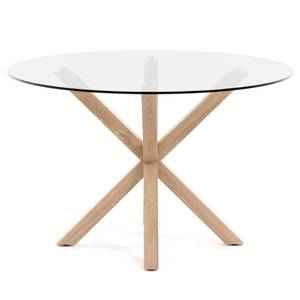 Eettafel Kaimana transparant glas/staal - transparant glas/houten look