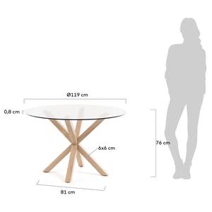 Table Kaimana Verre transparent / Acier - Verre transparent / Aspect bois