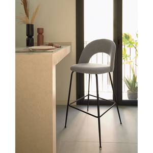 Chaises de bar Pignola (lot de 4) Tissu / Acier - Gris clair / Noir