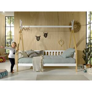 Tipi lit avec bordure Blanc - Bois manufacturé - 96 x 189 x 206 cm