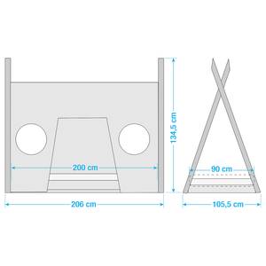 Zelt-Bett Tipi II Braun - Massivholz - 206 x 135 x 106 cm