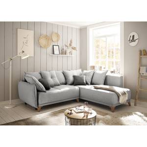 Ecksofa Rutherford II Webstoff Denga / Microfaser Laci: Silber / Anthrazit - Ottomane beidseitig montierbar