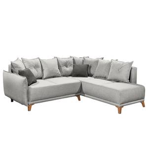 Ecksofa Rutherford II Webstoff Denga / Microfaser Laci: Silber / Anthrazit - Ottomane beidseitig montierbar