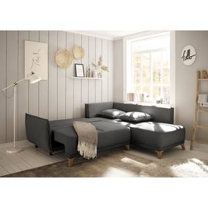 Ecksofa Rutherford II Webstoff Denga / Microfaser Laci: Graphit / Silber - Ottomane beidseitig montierbar