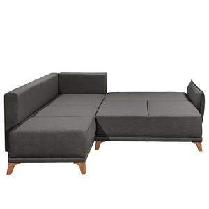 Ecksofa Rutherford II Webstoff Denga / Microfaser Laci: Graphit / Silber - Ottomane beidseitig montierbar