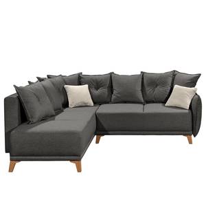 Ecksofa Rutherford II Webstoff Denga / Microfaser Laci: Graphit / Silber - Ottomane beidseitig montierbar