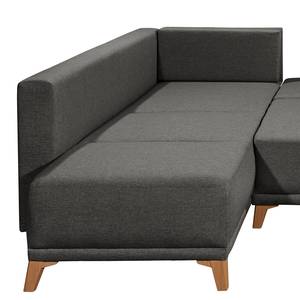 Ecksofa Rutherford II Webstoff Denga / Microfaser Laci: Graphit / Silber - Ottomane beidseitig montierbar