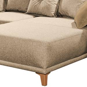 Wohnlandschaft Rutherford Webstoff Denga / Microfaser Laci: Beige / Ziernaht Beige - Ottomane beidseitig montierbar