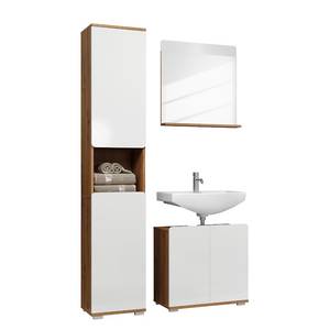 Set di mobili per il bagno Ciara III (3) Bianco lucido / Effetto rovere Artisan