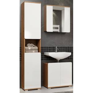 Set di mobili per il bagno Ciara IV (3) Bianco lucido / Effetto rovere Artisan