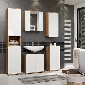 Set di mobili per il bagno Ciara IV (3) Bianco lucido / Effetto rovere Artisan