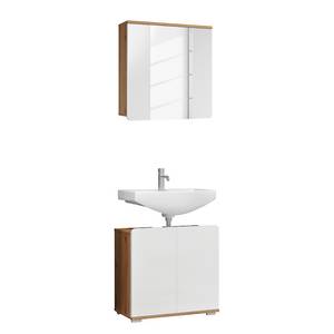 Set di mobili per il bagno Ciara VI (2) Bianco lucido / Effetto rovere Artisan