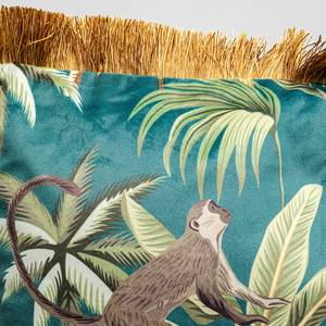 Coussin à franges Jungle singes Polyester - Multicolore