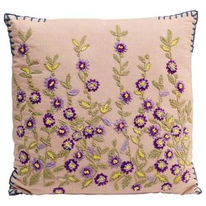 Coussin Embroidery Violet Coton / Chenille de polyester - Multicolore