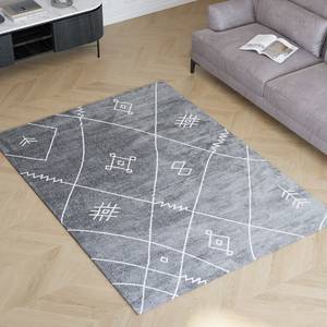 Hochflorteppich Art Signs Polyester / Baumwolle - Grau / Weiß