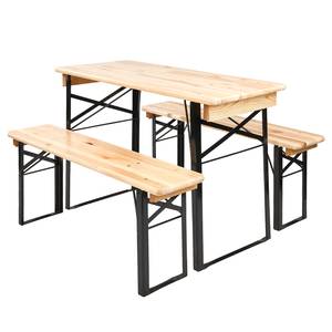 Table et bancs GOOD COMPANY (3 élém.) Fer / Partiellement en pin massif - Naturel / Noir