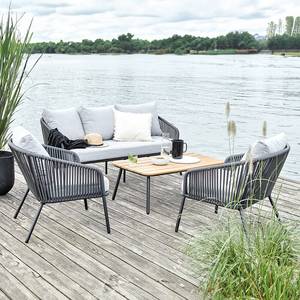 Loungeset SLING TIME (4-teilig) Aluminium / Polyester - Anthrazit / Hellgrau