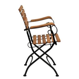 Chaise de jardin PARKLIFE I Fer / Partiellement en acacia massif - Noir / Naturel