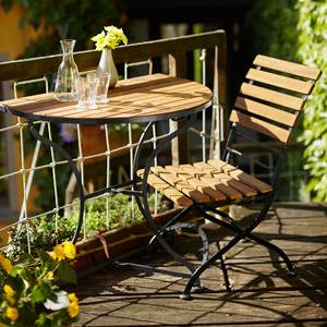 Table de jardin PARKLIFE Fer / Partiellement en acacia massif - Noir