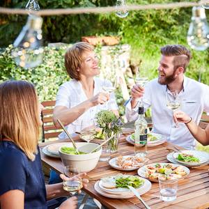 Gartentisch PARKLIFE Eisen / Akazie teilmassiv - Weiß