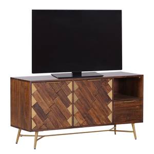 Tv-meubel Nook massief mangohout/metaal - mangohout/goudkleurig