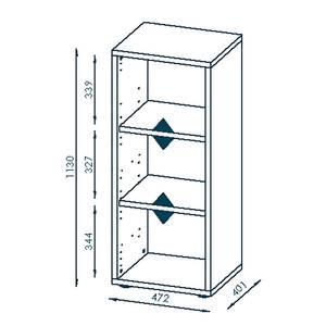 Open dossierkast Homebase Zwarte essenhouten look - Hoogte: 113 cm