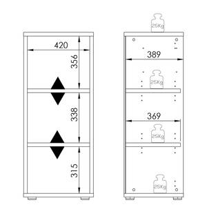 Open dossierkast Homebase Zwarte essenhouten look - Hoogte: 113 cm