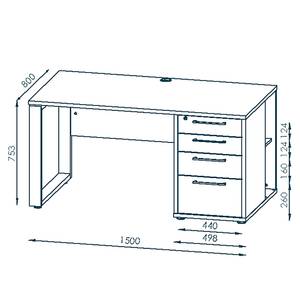 Schreibtisch Homebase II Esche Schwarz Dekor