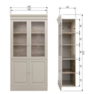 Vitrinenschrank Solari Kiefer massiv - Kiefer Grau