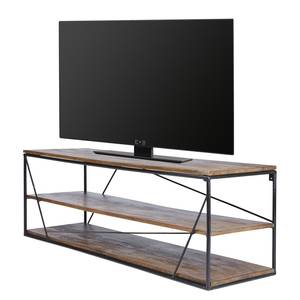 TV-Lowboard Piketon Mango massiv / Aluminium - Mango / Schwarz