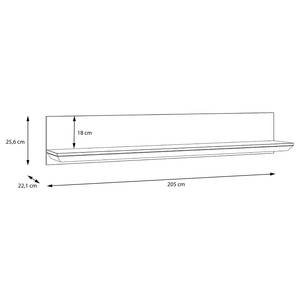 Étagère murale Sandvik Imitation chêne blanc / Imitation chêne Nelson - Largeur : 205 cm