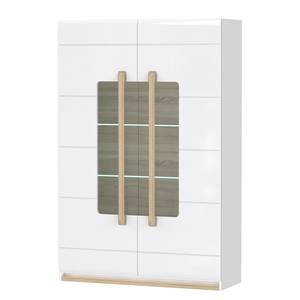 Vetrina e credenza Toscana Illuminazione inclusa - Bianco lucido / Effetto rovere Sonoma