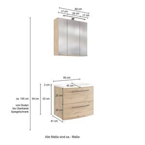 Badezimmerset Swinton I (2-teilig) Inklusive Beleuchtung - Wotaneiche Dekor - Breite: 60 cm