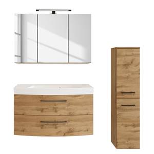 Badkamerset Swinton II (3-delig) incl. verlichting - Wotan eikenhouten look - Breedte: 130 cm