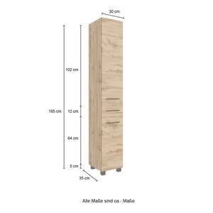 Badezimmerset Swinton VI (5-teilig) Inklusive Beleuchtung - Wotaneiche Dekor - Breite: 120 cm