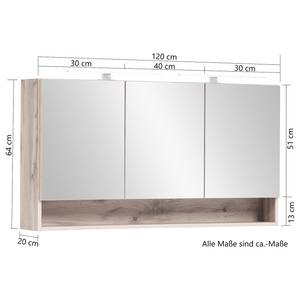 Spiegelschrank Stubach Inklusive Beleuchtung - Graphit - Breite: 120 cm