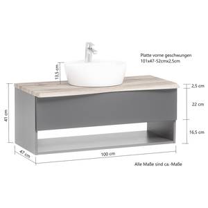 Badezimmerset Stubach I (2-teilig) Inklusive Beleuchtung - Wotaneiche Dekor - Breite: 100 cm