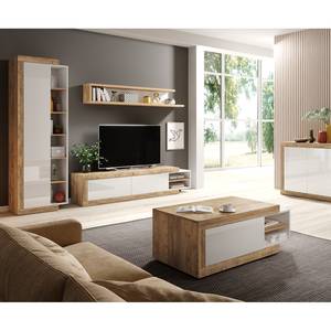 Tv-meubel Shipley hoogglans wit/eikenhouten look