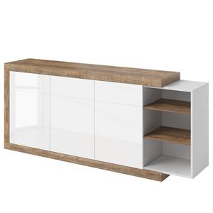 Dressoir Shipley I hoogglans wit/eikenhouten look