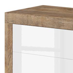 Sideboard Shipley I Hochglanz Weiß / Eiche Dekor