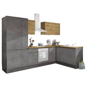 Cucina angolare Tarsus II Effetto cemento scuro - Larghezza: 310 cm - Senza utensili di cucina