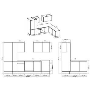 Eckküche Tarsus II Beton Dunkel Dekor - Breite: 310 cm - Ohne Elektrogeräte