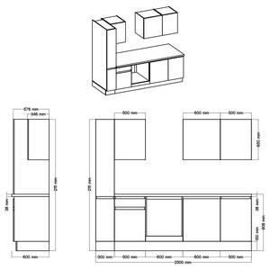 Cucina Tarsus I Effetto cemento scuro - Larghezza: 250 cm - Senza utensili di cucina