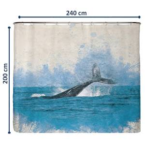 Rideau de douche PS recyclé Baleine Polyester - Bleu - 240 x 200 cm