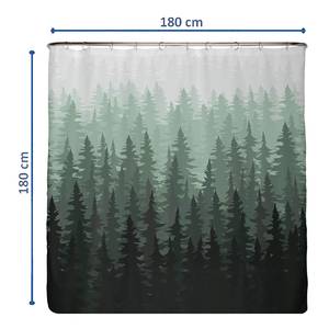 Antischimmel douchegordijn Dennenbos polyester - groen - 180 x 180 cm