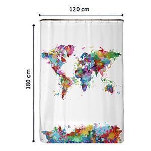 Tenda per doccia mappa del mondo Poliestere - Multicolore - 120 x 180 cm