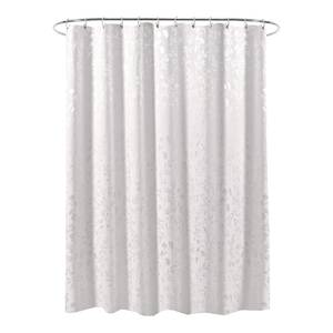 Tenda per doccia con motivo a fiori Poliestere - Bianco / Argento - 180 x 200 cm
